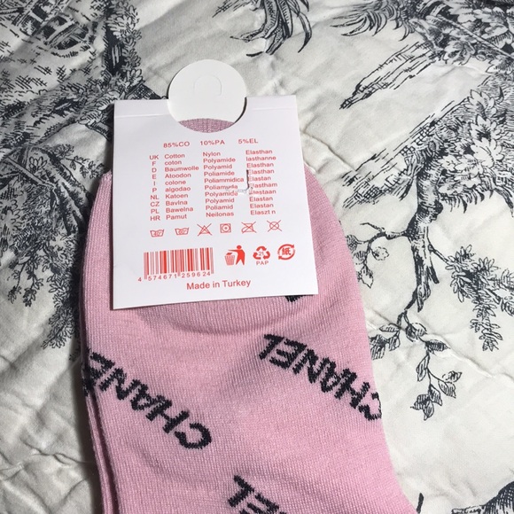 CHANEL Socks & Bag fun Chanel style from off brand store Pink small size 6-7 sz - Picture 4 of 11